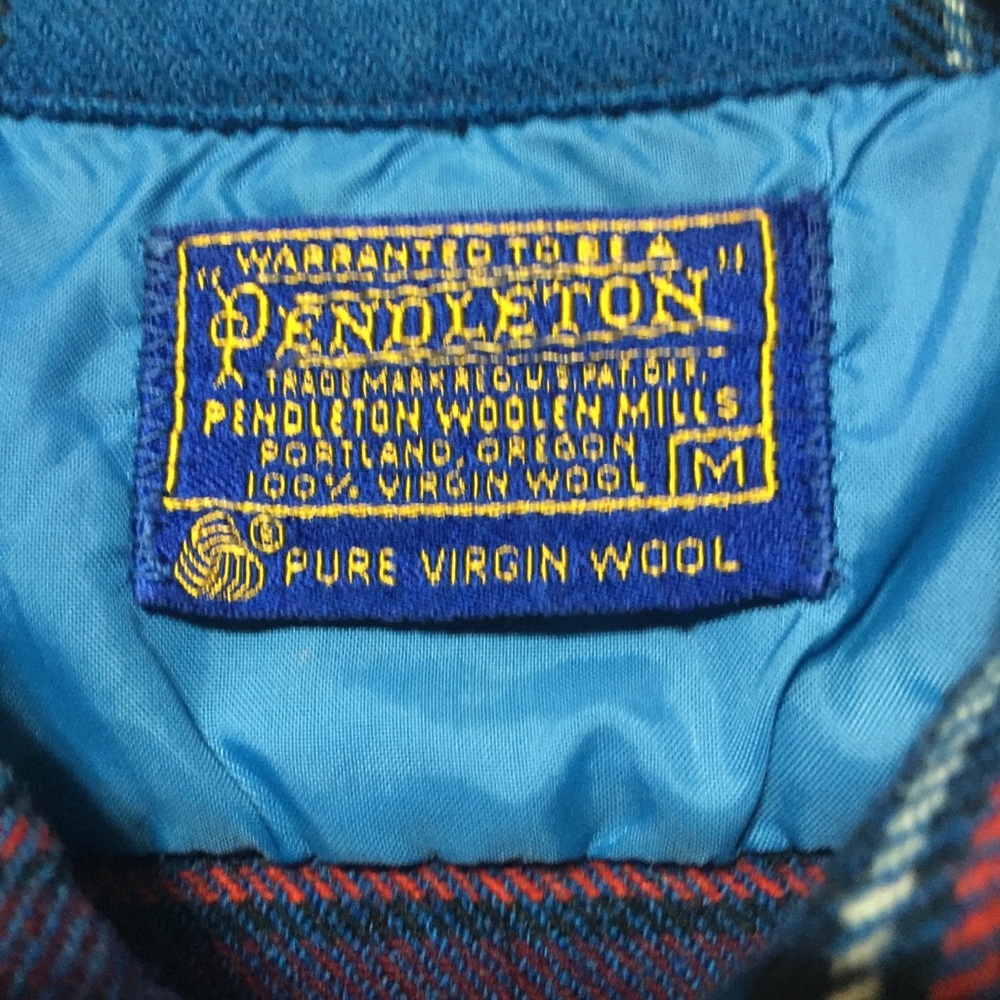 Vintage Pendleton Board Shirt M Blue Plaid Wool - Picture 7 of 7